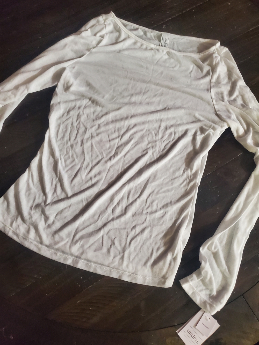 Auden Women's White Long-Sleeve Crewneck Pajama Top